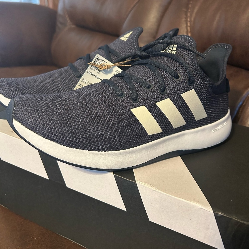 Adidas Navy Athletic Shoes with White Accents